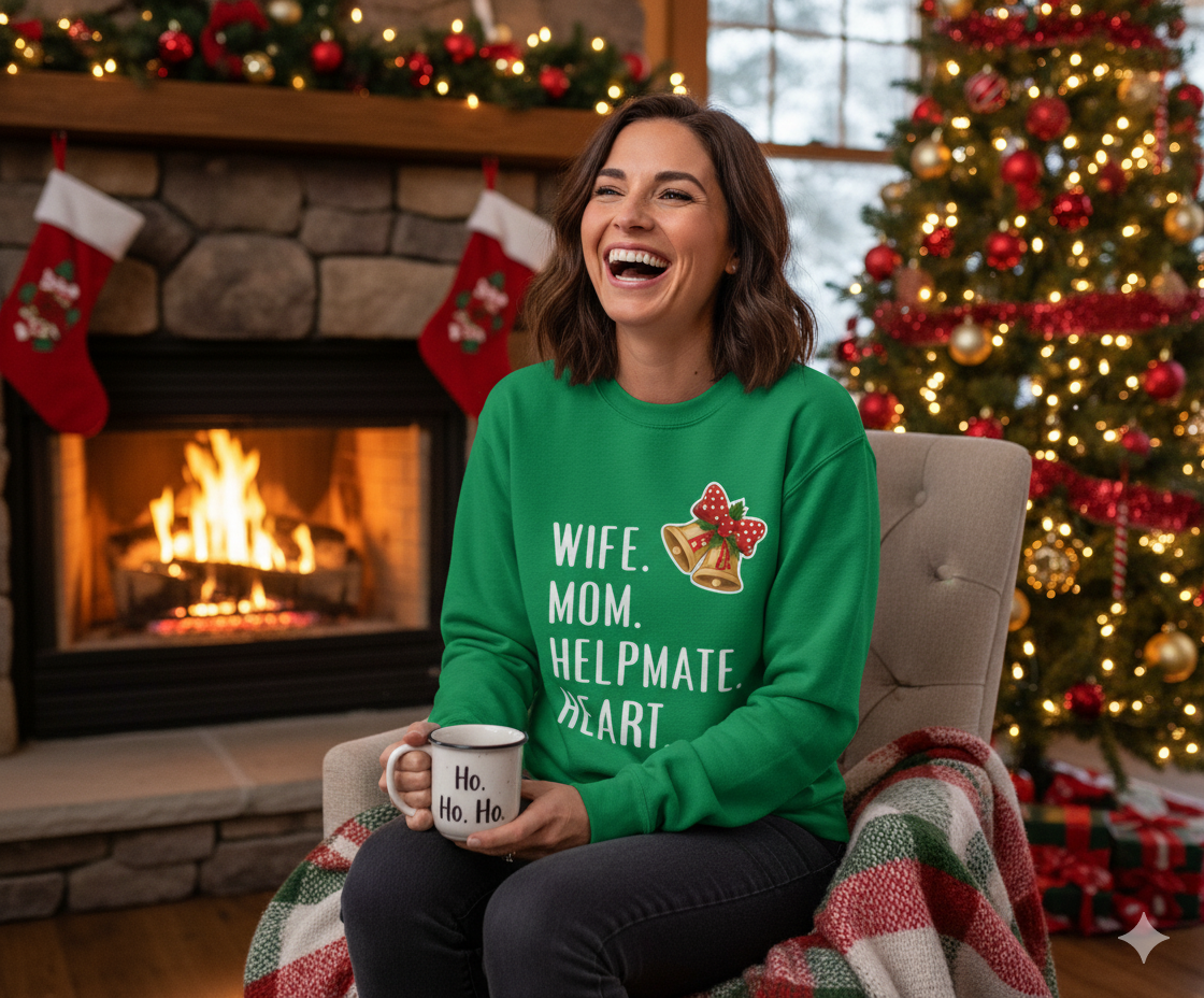 Holiday Heart Sweatshirt – Cozy Christmas Gift for Moms with Love