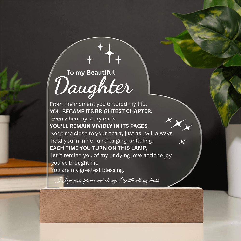To My Beautiful Daughter | Engraved Night-Light Keepsake from Mom or Dad