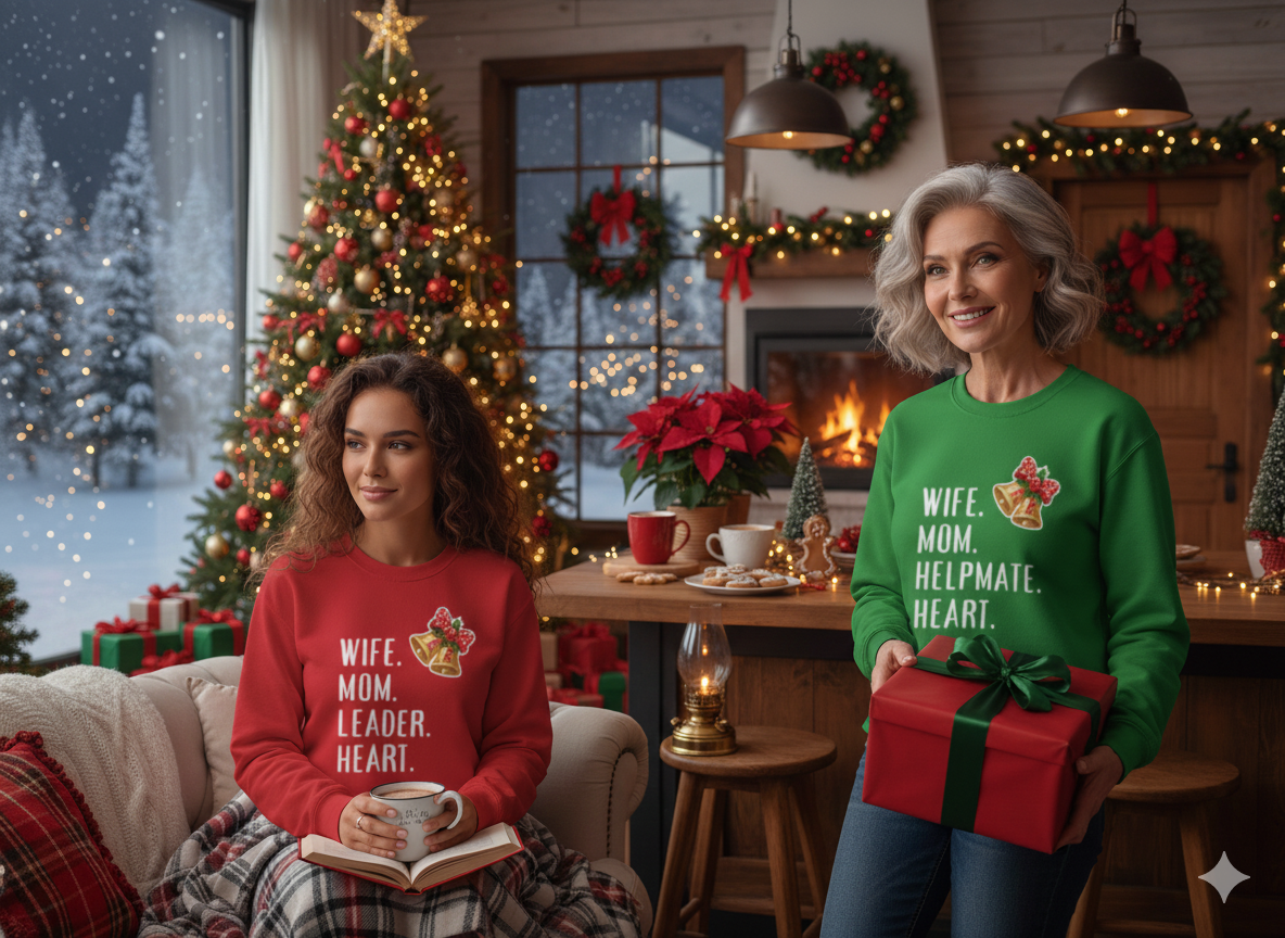 Holiday Heart Sweatshirt – Cozy Christmas Gift for Moms with Love