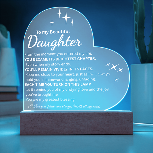 To My Beautiful Daughter | Engraved Night-Light Keepsake from Mom or Dad