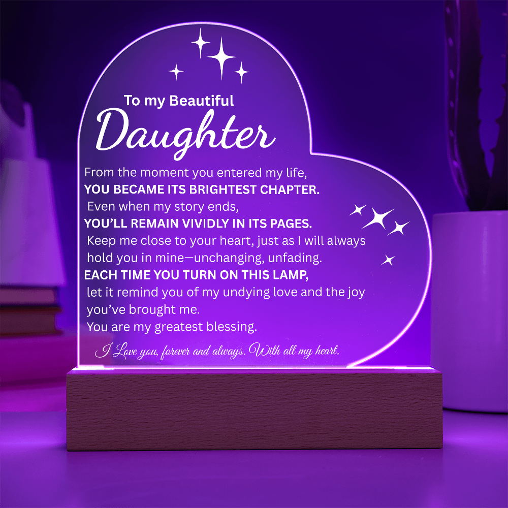To My Beautiful Daughter | Engraved Night-Light Keepsake from Mom or Dad