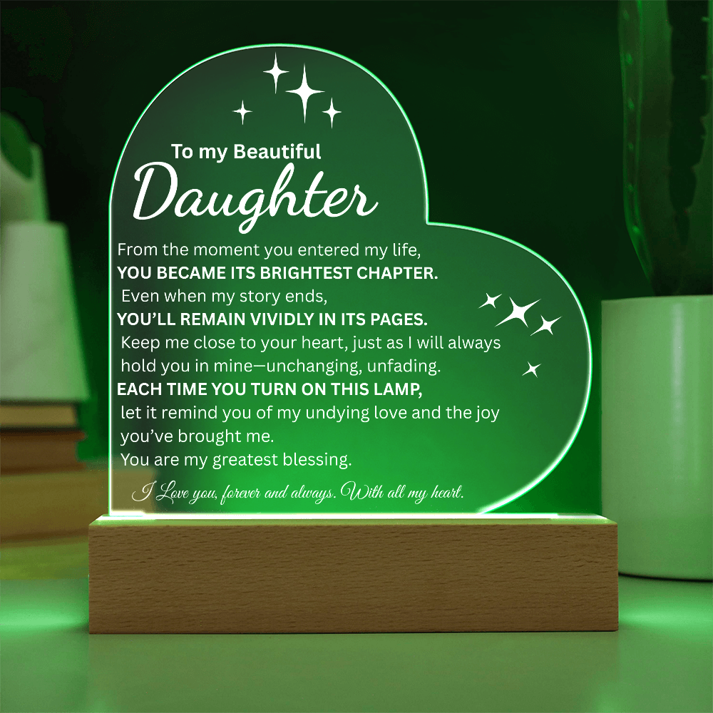 To My Beautiful Daughter | Engraved Night-Light Keepsake from Mom or Dad