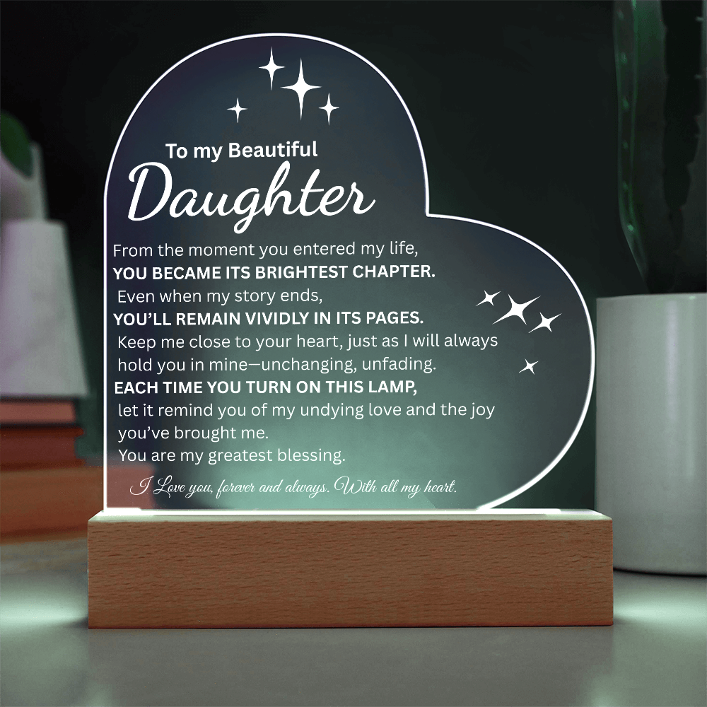 To My Beautiful Daughter | Engraved Night-Light Keepsake from Mom or Dad
